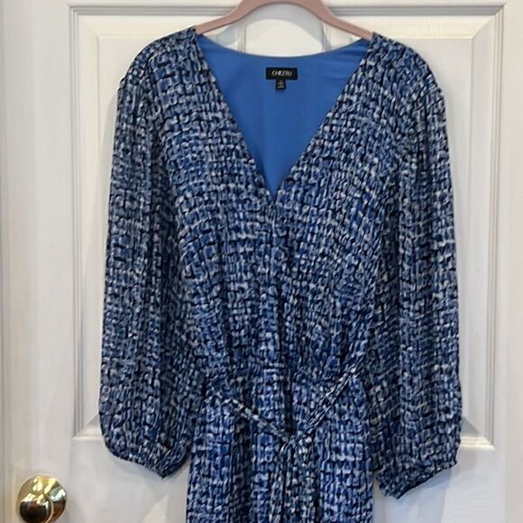 Cheztu Women’s plus size 22 blue geometric print midi dress - Picture 3 of 14